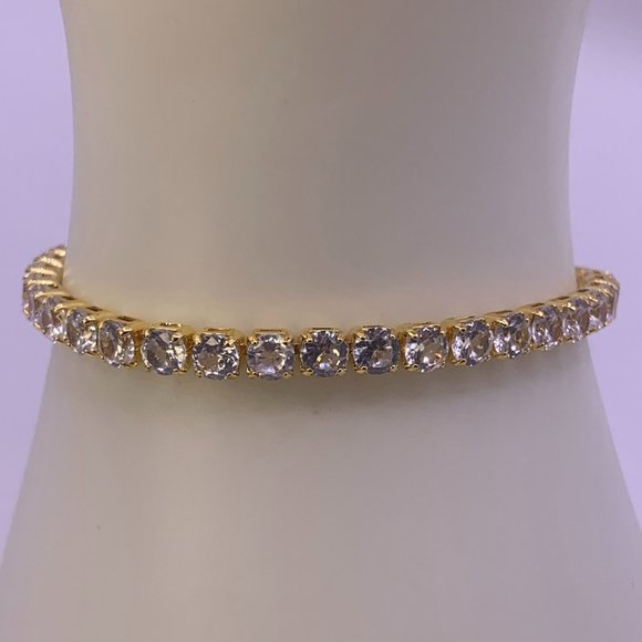 18 K Gold Plated 4mm Round Cubic Zirconia Classic Tennis Bracelet – - Picture 2 of 6
